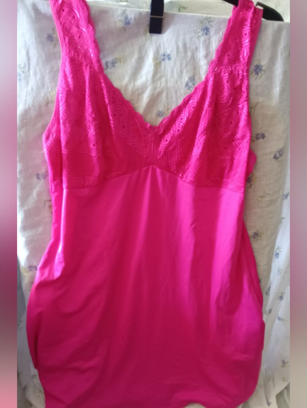 Delta Burke Vibrant Hot Pink Lace-Trim Slip